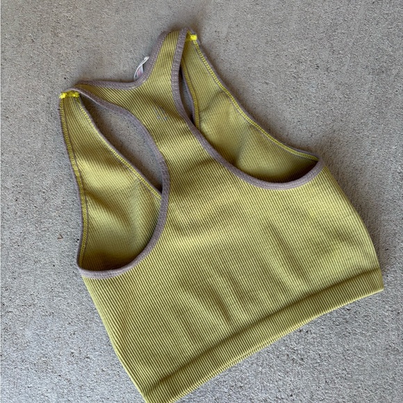 Free People FP Movement Free Throw Ribbed Crop Tank Yellow & Grey Size Medium - Picture 9 of 11